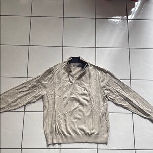 Men's Classic Beige Zip-Up Sweater